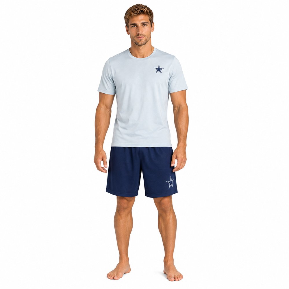 Conjunto Pijama Dallas Cowboys Short gris y azul