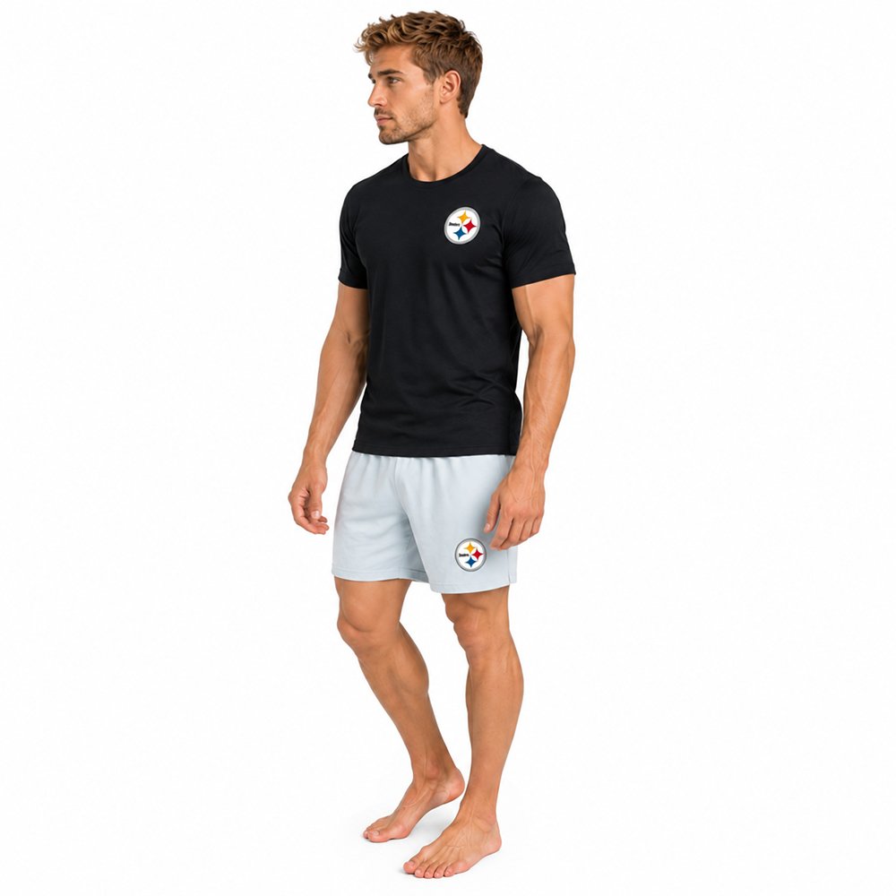 Conjunto Pijama Pittsburgh Steelers Short negro y gris