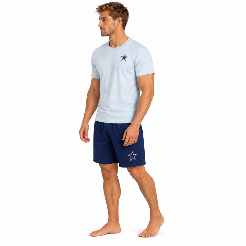 Conjunto Pijama Dallas Cowboys Short gris y azul