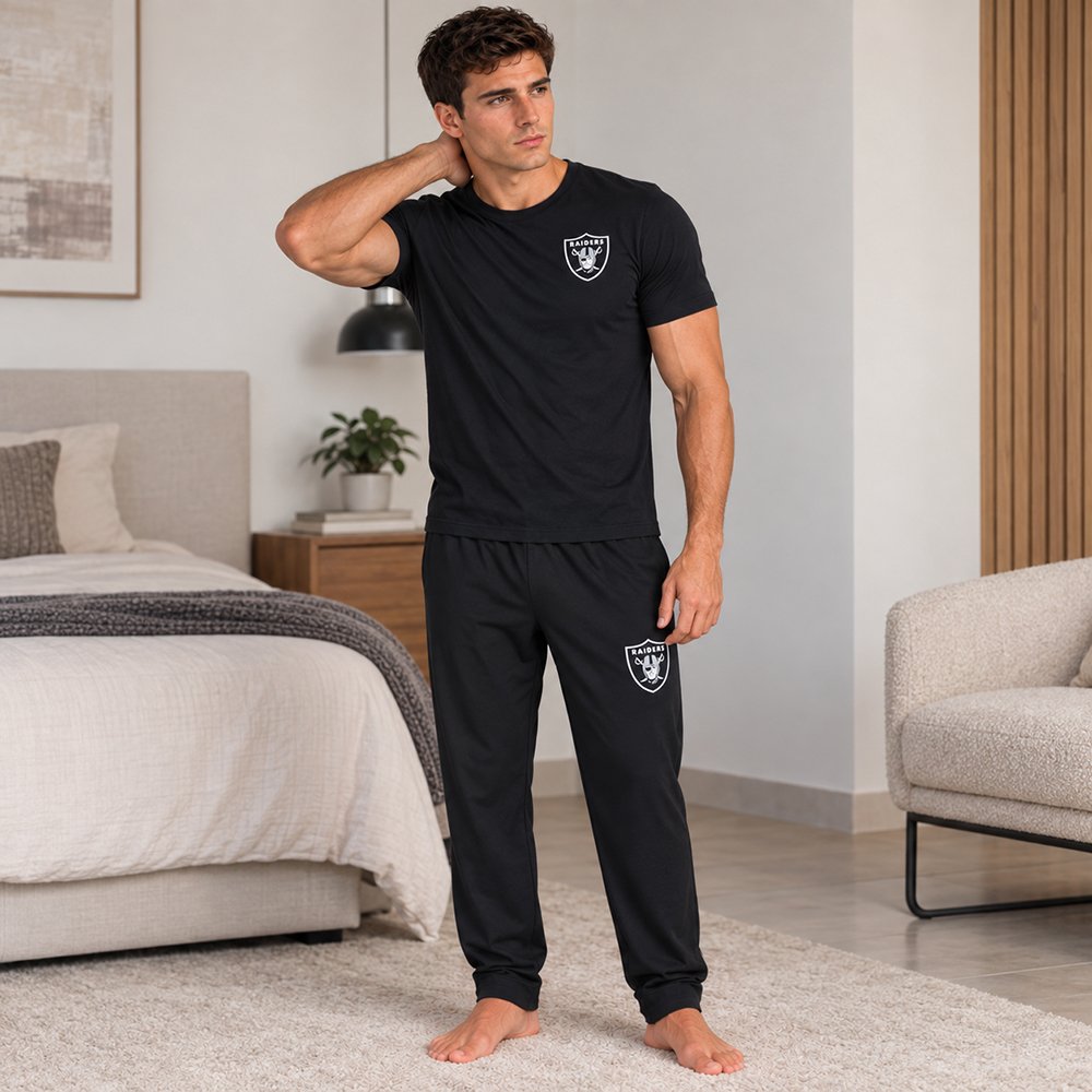 Conjunto Pijama Las Vegas Raiders Pantalón negro y negro