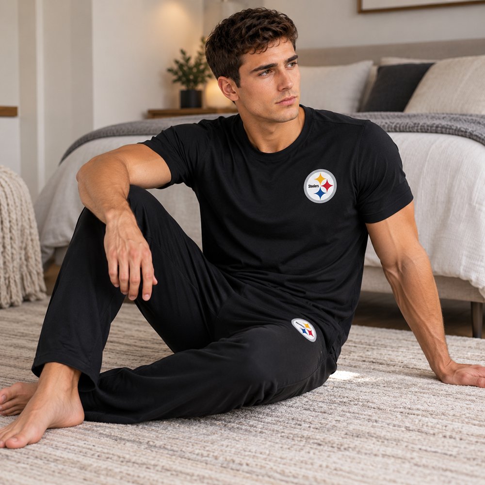 Conjunto Pijama Pittsburgh Steelers Pantalón negro y negro