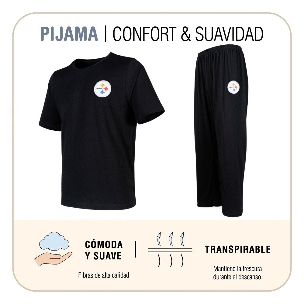 Conjunto Pijama Pittsburgh Steelers Pantalón negro y negro