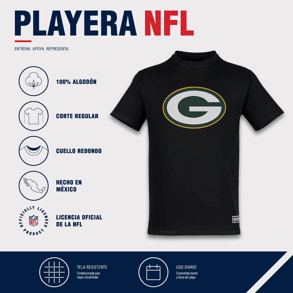 Playera Aficionado Green Bay Packers para Hombre negro