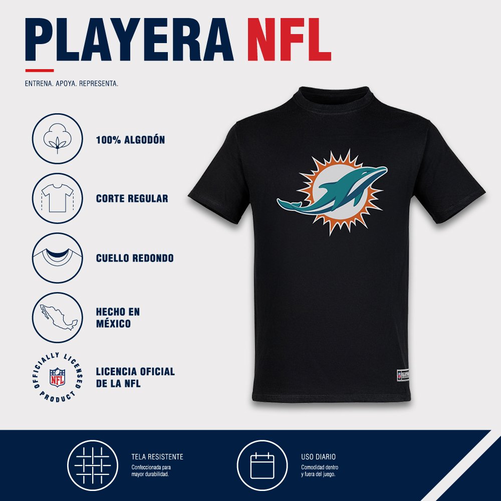 Playera Aficionado Miami Dolphins para Hombre negro