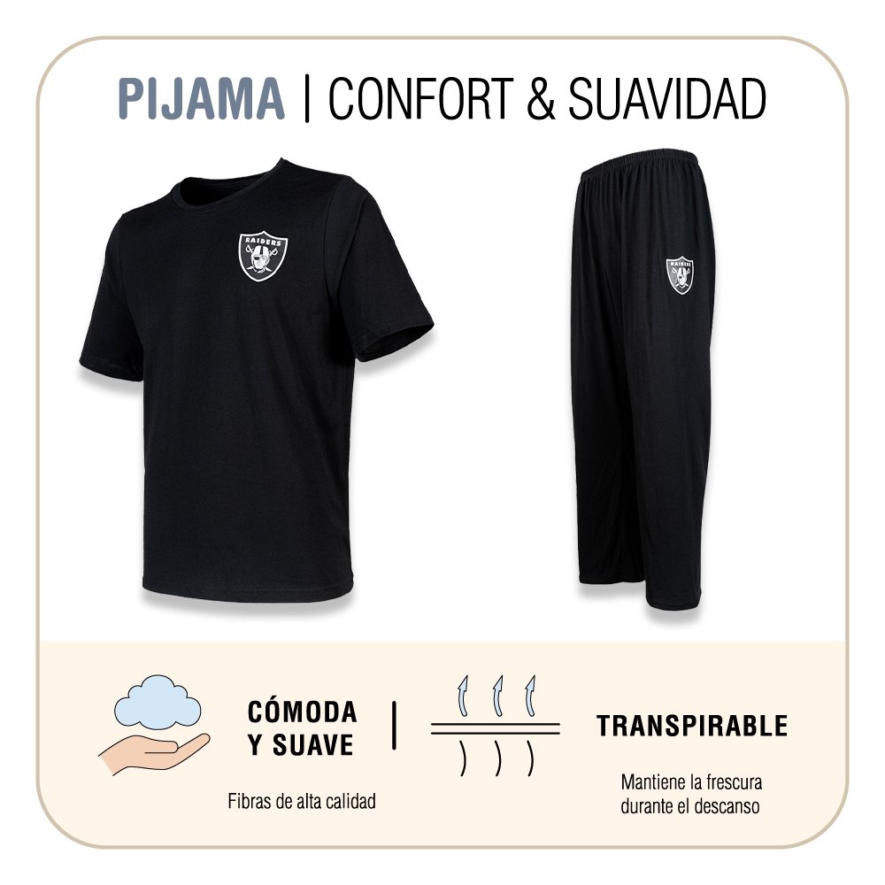 Conjunto Pijama Las Vegas Raiders Pantalón negro y negro