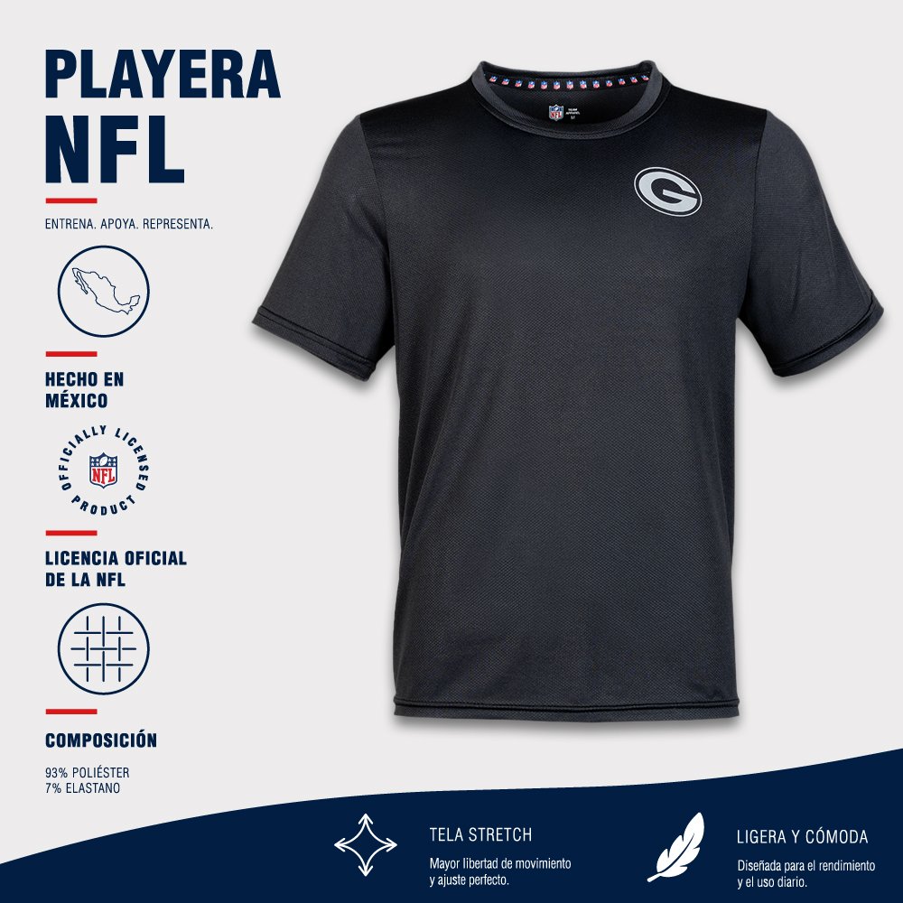 Playera Deportiva Green Bay Packers negro