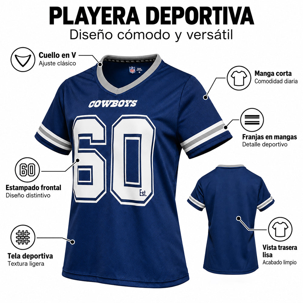 Playera Oficial Dallas Cowboys para Mujer azul marino