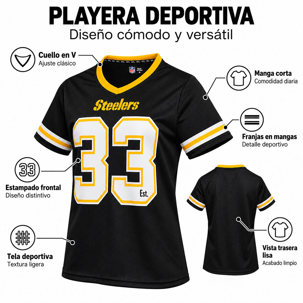 Playera Oficial Pittsburgh Steelers para Mujer negro