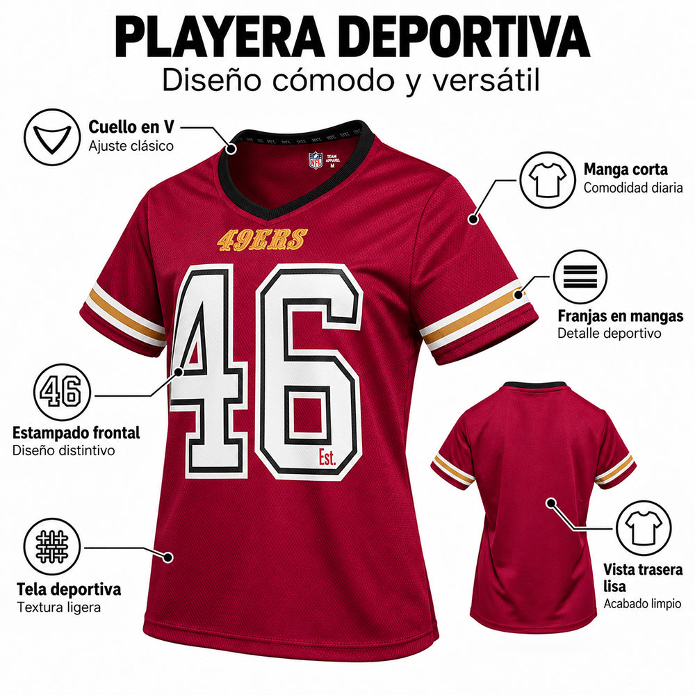 Playera Oficial San Francisco 49ers para Mujer rojo