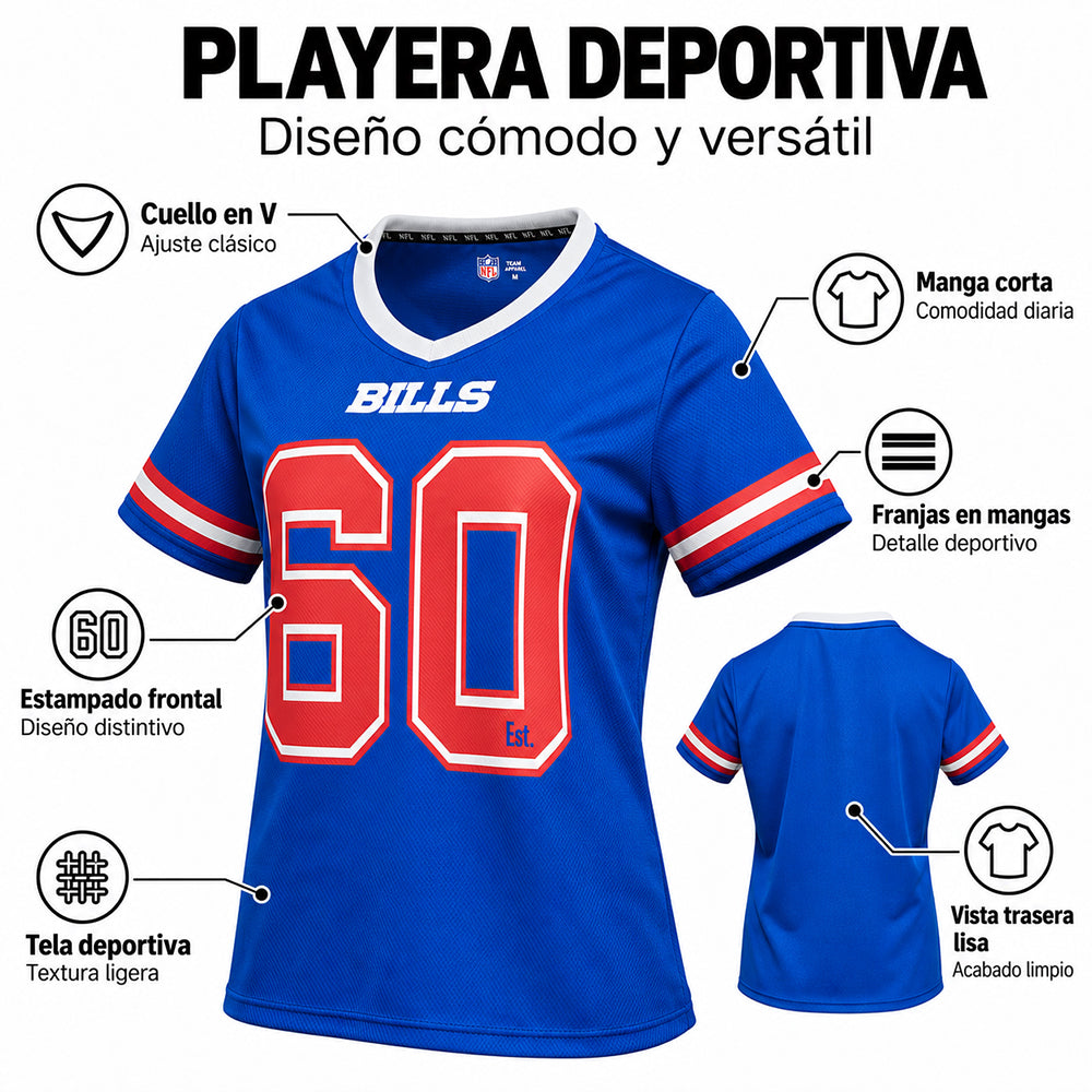 Playera Oficial Buffalo Bills para Mujer azul rey