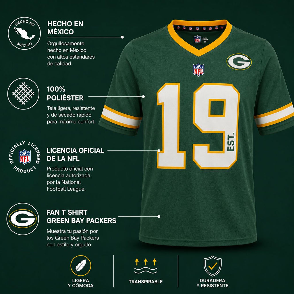 NFL Playera Oficial Green Bay Packers Verde para Hombre