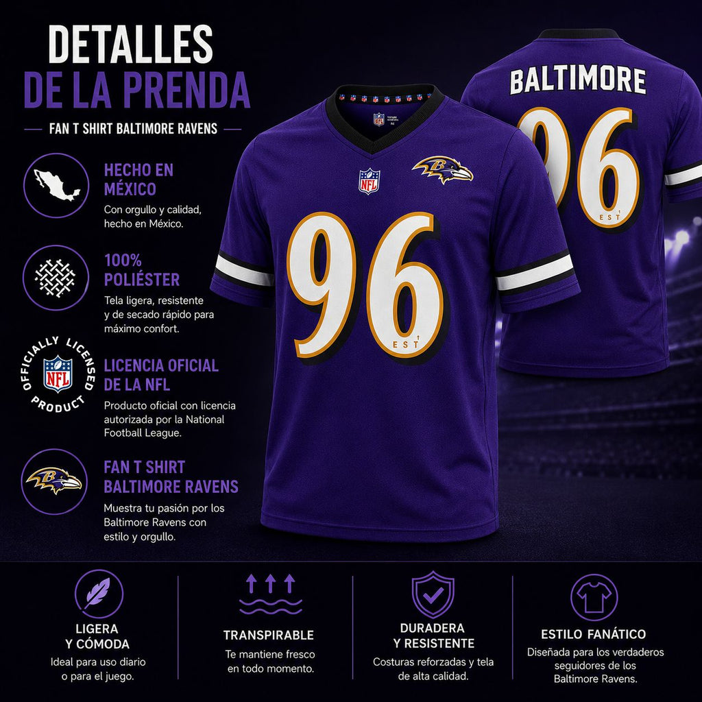 NFL Playera Oficial Baltimore Ravens Morado para Hombre