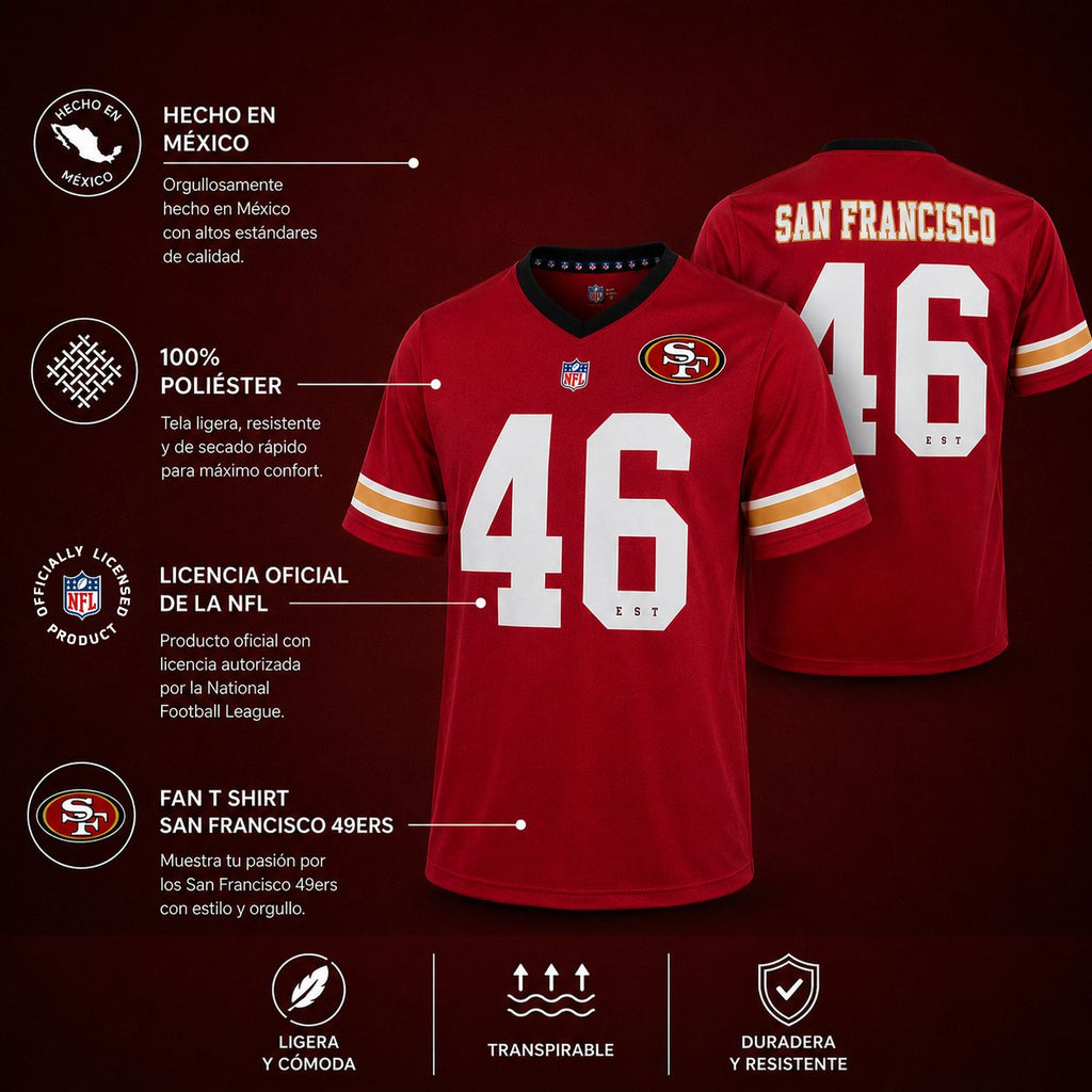 NFL Playera Oficial San Francisco 49ers Rojo de Hombre