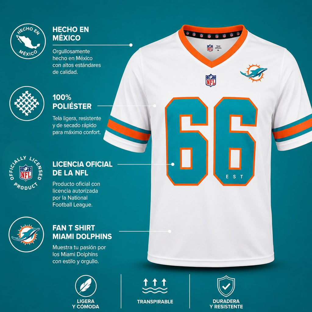 NFL Playera Oficial Miami Dolphins Blanco para Hombre
