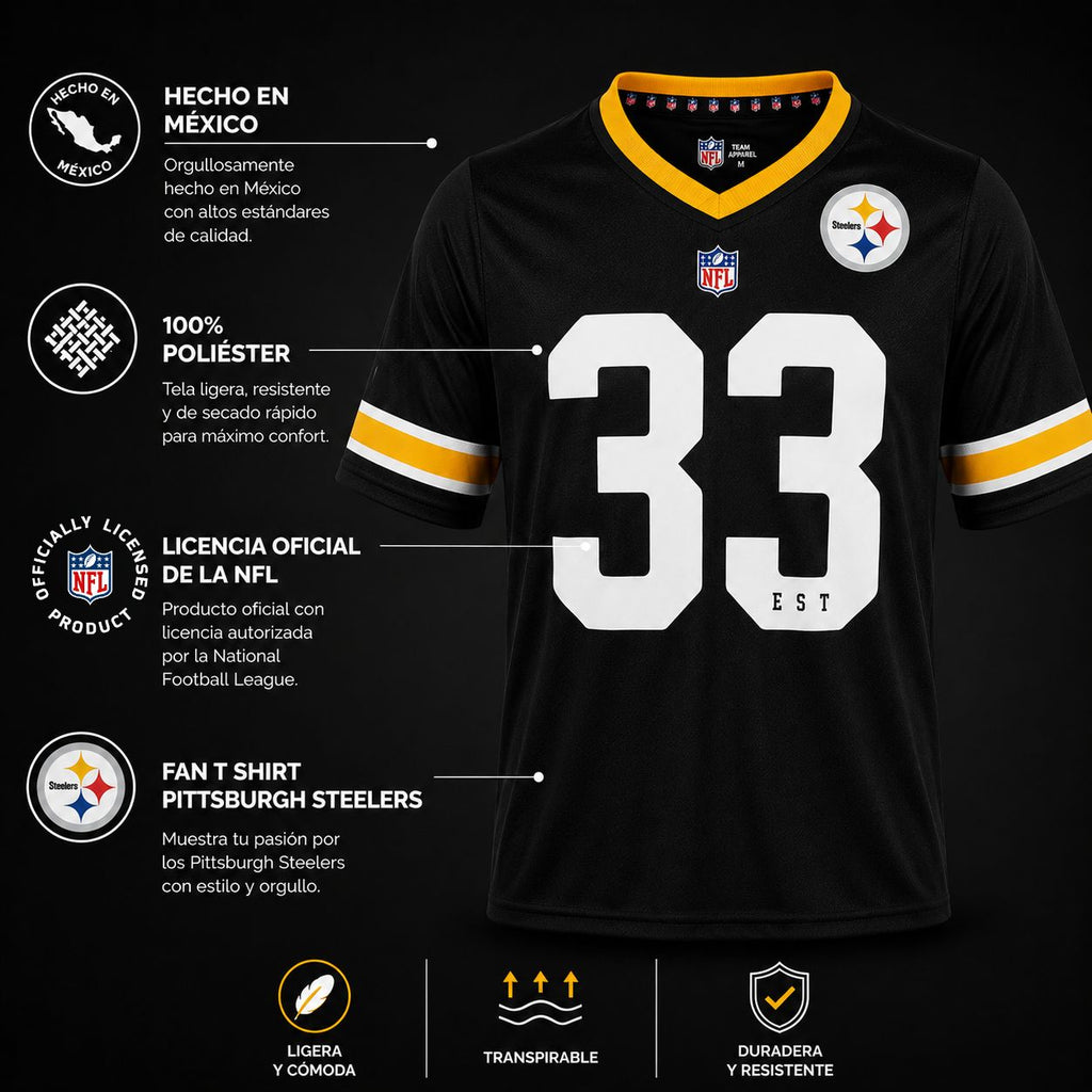 NFL Playera Oficial Pittsburgh Steelers Negro de Hombre